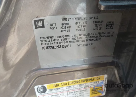 2012 Buick Lacrosse Premium 1 Group from USA, damaged, VIN 1G4GD5E32CF139031